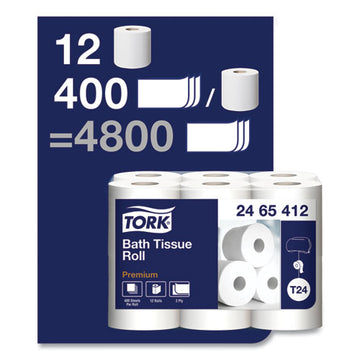 Tork® Premium Poly-pack Bath Tissue, Septic Safe, 2-ply, White, 4.1" X 4", 400 Sheets-roll, 12 Rolls-pack, 4 Packs-carton freeshipping - TVN Wholesale